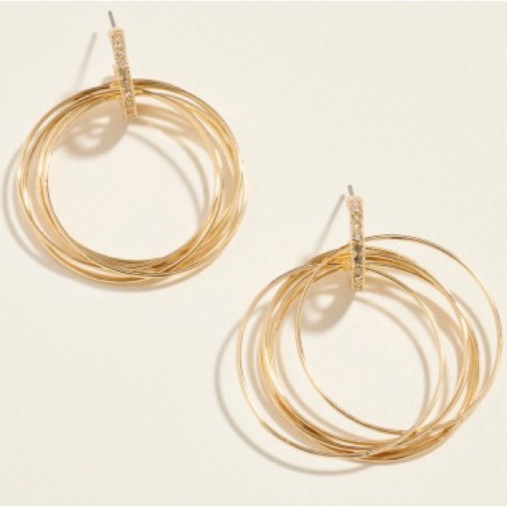Gold Classic Multi Layer Hoop Earrings (1110)